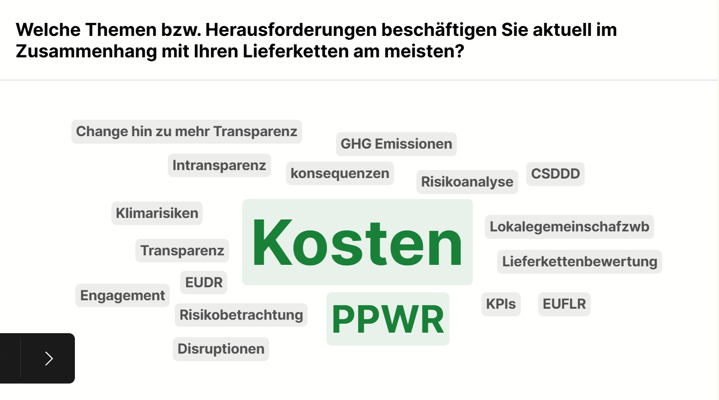 Live-Umfrage: Diese Themen beschäftigen die Teilnehmenden aktuell am meisten. / respACT