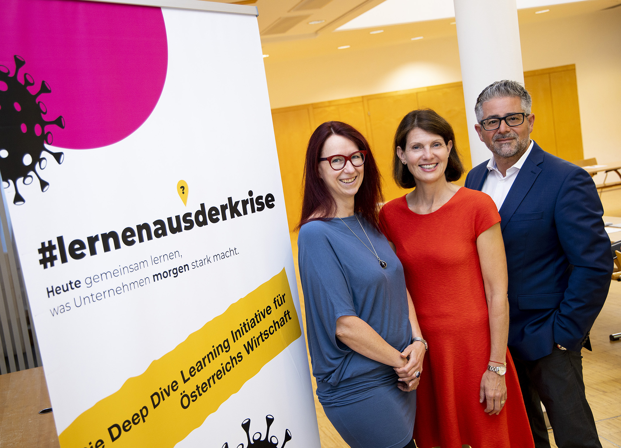 Die InitiatorInnen der #lernenausderkrise Initiative, v.l.n.r. Margit Berner, Katharina Sigl und Thomas Dorner.